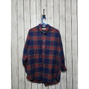 Vtg LL Bean Button Down Shirt Flannel Mens 16 1/2-34 Made USA Long Sleeve Plaid